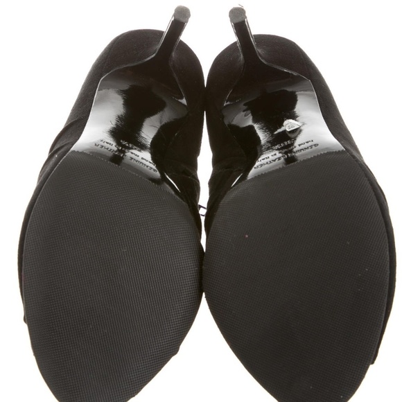 PIERRE Hardy Size 38.5 Black Suede Open-toe Ruched Ankle Booties - Picture 5 of 5